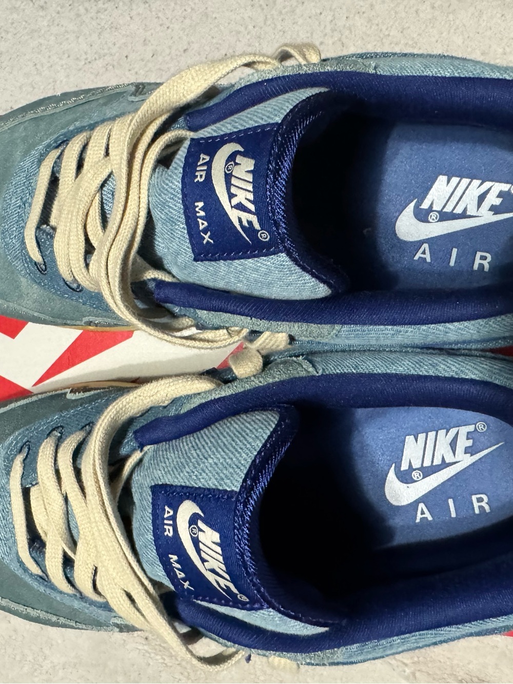 Nike Light Blue Denim Sneakers with Royal Blue Swoosh and Yellow Sole - Picture 5 of 6